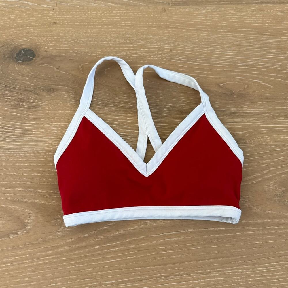 Form Sports Bra V Neck Size XS Red White